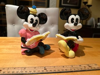 Vintage Disney Mickey And Mickey Minnie Reading Ol Figurines