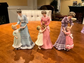 3 Thomas Kinkade Ladies - 7 Inch MY GRANDDAUGHTER My Delight My Precious Gift And My Joy Figurines