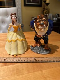 Vintage Walt Disney Beauty And The Beast & Belle Porcelain Figurines