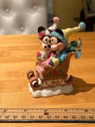 Vintage Enesco Mickey And Minnie On Sled Figurine