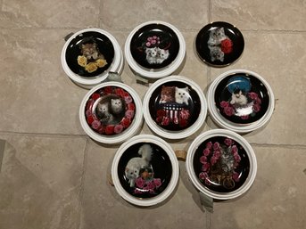 Set Of 8 WONDERFUL CAT AND KITTEN PLATES FROM THE DANBURY MINT, THE COMING UP ROSES, THE PLATES