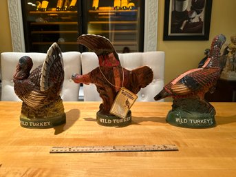 Set Of 3 Vintage Barware Wild Turkey Liquor Decanters Austin Nichols American Wild Turkeys Limited Edition