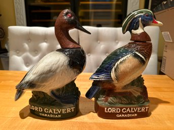 Set Of 3 Vintage Barware Lord Calvert Canadian Whiskey North American Wood Duck And Canvasback Decanters