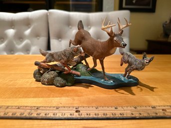Danbury Mint Dash For Safety Whitetail Deer Coyotes Statue Nick Bibby