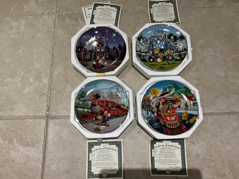 Set Of 4 DISNEYLAND 40th Anniversary Plates By The  Bradford Exchange In Styrofoam With COA