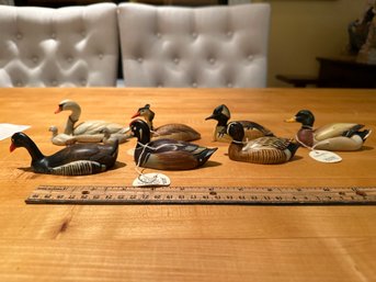 Lot Of  7 Vintage Anri H Diller Wildlife Collection Ducks And Swan Handcrafted Handpainted Italy