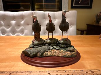 Danbury Mint Turkey Sculpture Watchful Trio By Nick Bibby