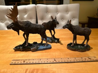 Vintage Set Of Three Herco Gift Moose Family Papa Mama And Baby