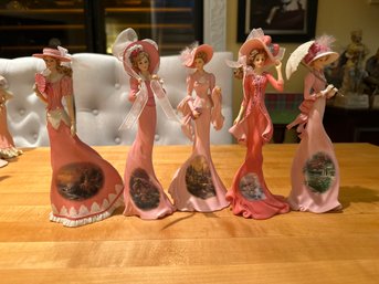 Set Of Five Thomas Kinkade 'Portraits Of Hope' Collection Figurines Hannah, Chastity, Mercy, Faith, And Hope