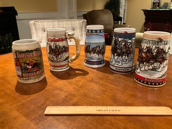 5 Vintage Budweiser Anheuser Busch Stein Beer Mug