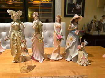 LOT OF 4 VANMARK ENCHANTED GARDENS A MOTHER'S LOVE DAPHNE ATHENA VALERIE FLOWER FAIRY FIGURINES Plus BELL