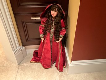 Danbury Mint Porcelain/cloth Collector Doll 'RUBY WINTER'S PRINCESS' 26' Inch Tall With Stand