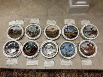 Set Of 10 The Danbury Mint WINTER SEARCH Plate The Game Birds Of Owen J. Gromme  In Box With COAs
