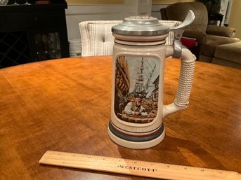 Vintage Avon The Building Of America The Ship Builder Stein 1986 Collectors Beer Stein