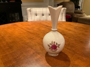 Vintage Lenox Porcelain 8.5 Inch High Bulbous Vase With The Rhodora Pattern