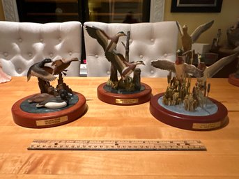 Lot Of 3 Danbury Mint Duck Statue Figurines By David Maass With Condition Issues See Photos