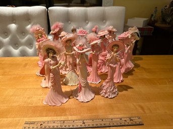 Lot Of 18 Thomas  Kincaid, Inspirations Of Hope Collection Pink Lady Figurines