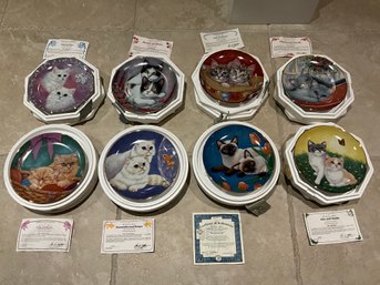 Lot Of 8 The Danbury Mint And The Bradford Exchange Cat Kitten Collector  Plates In Boxes With COAS