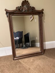 25x42 In Hanging Mirror Antiqued Patina Bronze Look Wood Frame Ornate Top Perfect For Over The Sink