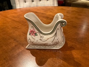 Lenox For The Holidays Christmas Holiday Petals And Pearls Sleigh Vase Plant