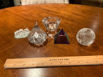 Great Lot Of Assorted Crystal Paperweights And Figurines