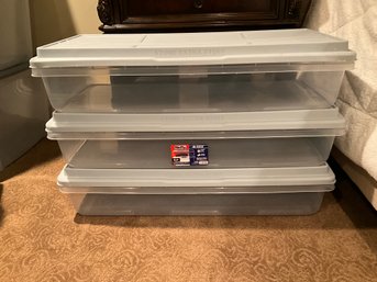 3 X Hefty Hi Rise Secure Click Latch 63 Quart Under Bed Stackable Storage Totes