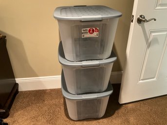 3 X Bella 20 Gallon Storage Totes With Locking Lids