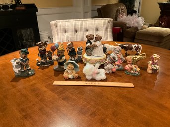 Lot Of Assorted Vintage Teddy Bear And Animal Figurines