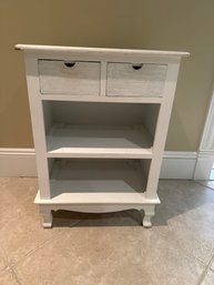 Vintage 20x28x13 White Distressed Two Drawer Farmhouse White Medium Side Accent Table