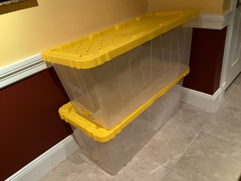 2 X HDX 55 Gallon Tough Totes LARGE Storage Totes