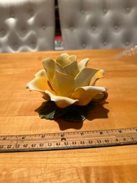 Vintage CAPODIMONTE Yellow Rose Candle Holder Made In Italy