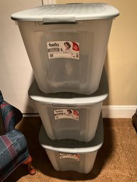 Lot Of 3 Bella Storage Solutions 30 Gallon Storage Tote With A Locking Lid