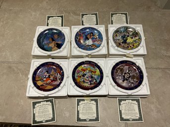 Great Lot Of 6 Walt Disney Collector Plates By The Bradford Exchange In Box With COAs