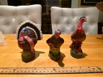 Vintage Lot Of 3 Wild Turkey Miniature Ceramic Limited Edition Series Liquor Bottles Decanters