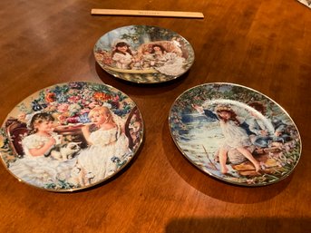 Set Of 3 Bradford Exchange Reco Hearts And Flowers From Sandra Kuck Collector Plates