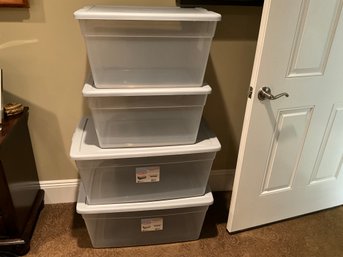 4 Sterilite Storage Totes  2 Are 90 Qt And 2 Are 56 Qt
