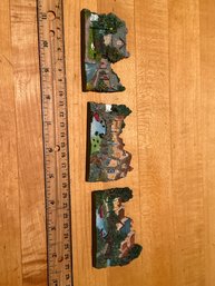 Lot Of 3 THOMAS KINKADE Collectible Refrigerator Sculpted Magnet LAMPLIGHT BROOKE Bridge