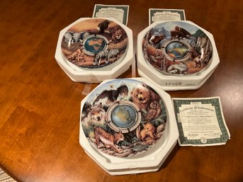 3 X Vintage Bradford Exchange World Of Wildlife Collector Plates