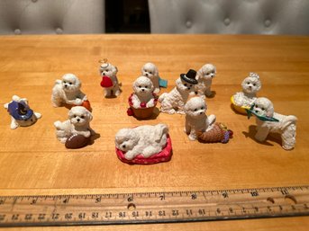 DANBURY MINT BICHON FRISE DOG 12 PIECE FIGURINE COLLECTION