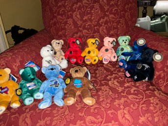 Lot Of 12 Vintage The Authentic Collectible State Quarter, And The Quarter Cuddlers Teddy Bear, Plush