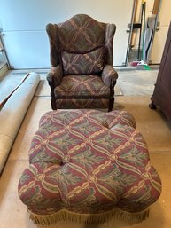 Hickory-Fry Custom Upholstered Armchair And Ottoman Chair 46x38x26 Ottoman 36x16