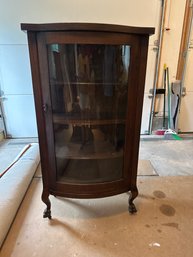 59x33x16 Inch Antique Ferrara Furniture Mahogany Curio China Cabinet With Carved Claw Feet