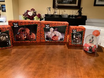 Lot Of Trick-or-treat Halloween Decor In The Boxes And Lord And Taylor Snow Globe In Box