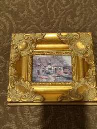7.5x6.5 In Gold Ornate Framed Cottage Picture Wall Art