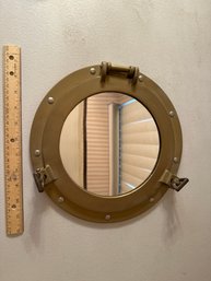 Vintage 11 In Round Brass Wall Mirror Nautical Ship Portal Window
