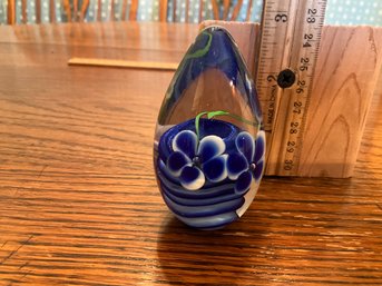 Petru Rusu Egg Paperweight Art Glass Eye Studio  Vintage 1991