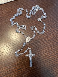 Vintage Sterling Silver Crystal Bead 22 Inch Rosary Very Nice Condition