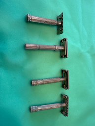 For All Those Razor Collectors Lot Of 4 Vintage Old School Razors 3 Gillitte And One Adams Made In Germany