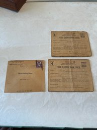 Vintage WWll War Ration Book 4 With Stamps And Application Post Card. Great For Any Collector Or Conversation