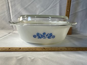 Vintage 433 Anchor Hocking Fire King Blue Cornflower Casserole Dish With Lid